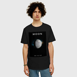 Футболка оверсайз мужская Moon Луна Space collections, цвет: черный — фото 2