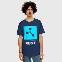 Футболка оверсайз мужская Символ Rust в неоновых цветах, цвет: тёмно-синий — фото 2