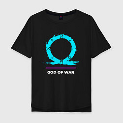 Футболка оверсайз мужская Символ God of War в неоновых цветах, цвет: черный