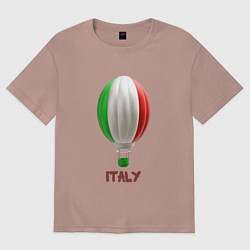 Футболка оверсайз мужская 3d aerostat Italy flag, цвет: пыльно-розовый
