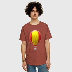 Футболка оверсайз мужская 3d aerostat Spanish flag, цвет: кирпичный — фото 2