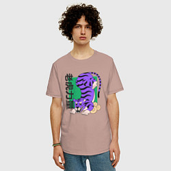 Футболка оверсайз мужская Purple Tiger, цвет: пыльно-розовый — фото 2