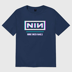 Футболка оверсайз мужская Nine Inch Nails Glitch Rock, цвет: тёмно-синий