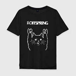 Футболка оверсайз мужская The Offspring Рок кот, цвет: черный