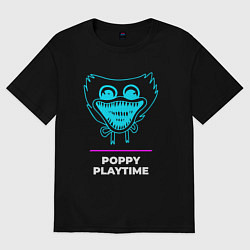 Футболка оверсайз мужская Символ Poppy Playtime в неоновых цветах, цвет: черный