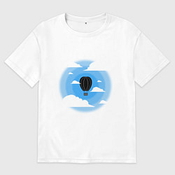 Футболка оверсайз мужская Аэростат в небе, цвет: белый