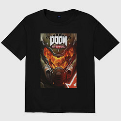 Футболка оверсайз мужская Doom eternal - poster, цвет: черный