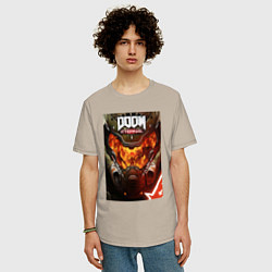 Футболка оверсайз мужская Doom eternal - poster, цвет: миндальный — фото 2