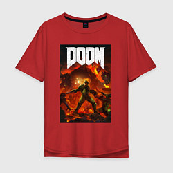Футболка оверсайз мужская Doom slayer - hell, цвет: красный