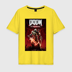 Футболка оверсайз мужская Doom eternal - slayer, цвет: желтый