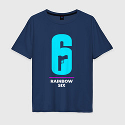Футболка оверсайз мужская Символ Rainbow Six в неоновых цветах, цвет: тёмно-синий
