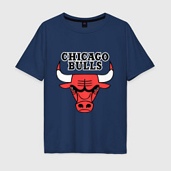 Футболка оверсайз мужская Chicago Bulls, цвет: тёмно-синий