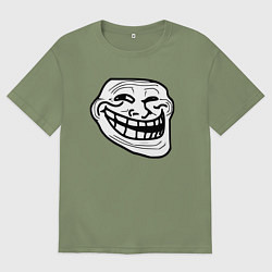 Футболка оверсайз мужская Тролльфейс улыбается мем, цвет: авокадо