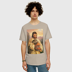 Футболка оверсайз мужская Иисус и капибара, цвет: миндальный — фото 2