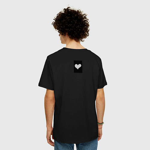 Мужская футболка оверсайз Девять пустых сердец заплаток / Черный – фото 4
