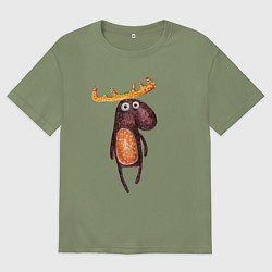 Футболка оверсайз мужская Прикольный лосяш, цвет: авокадо