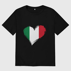 Футболка оверсайз мужская Сердце - Италия, цвет: черный