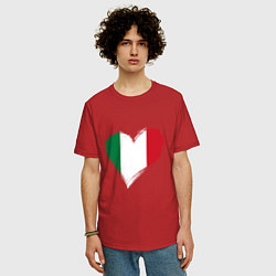 Футболка оверсайз мужская Сердце - Италия, цвет: красный — фото 2