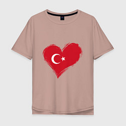 Футболка оверсайз мужская Сердце - Турция, цвет: пыльно-розовый