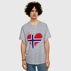 Футболка оверсайз мужская Сердце - Норвегия, цвет: меланж — фото 2