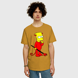 Футболка оверсайз мужская Bart Simpson - devil, цвет: горчичный — фото 2