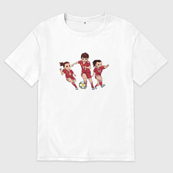 Футболка оверсайз мужская Женский футбол, цвет: белый