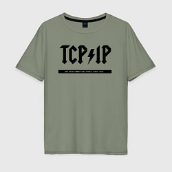 Футболка оверсайз мужская TCPIP Connecting people since 1972, цвет: авокадо