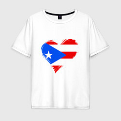 Футболка оверсайз мужская Сердце - Пуэрто-Рико, цвет: белый