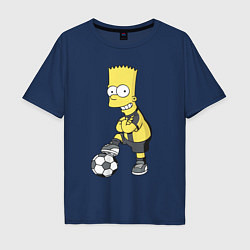 Футболка оверсайз мужская Барт Симпсон - крутой футбольный форвард, цвет: тёмно-синий
