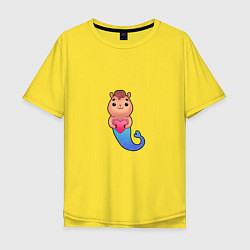 Футболка оверсайз мужская Русахомка Кавайный хомячок - русалочка с сердечком, цвет: желтый