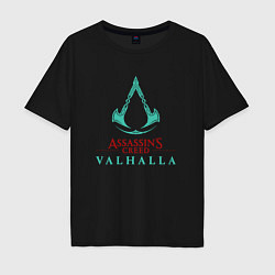 Футболка оверсайз мужская Assassins Creed Valhalla - logo, цвет: черный