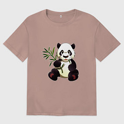Футболка оверсайз мужская Панда кушает бамбук, цвет: пыльно-розовый