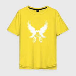 Футболка оверсайз мужская Hollywood Undead - две птице, цвет: желтый