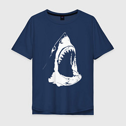 Футболка оверсайз мужская Огромная акулья пасть, цвет: тёмно-синий