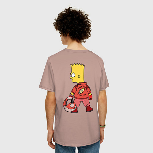Мужская футболка оверсайз Барт Симпсон - Dont have a cow, man! Спина / Пыльно-розовый – фото 4