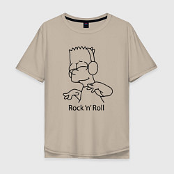 Футболка оверсайз мужская Bart Simpson - Rock n Roll, цвет: миндальный