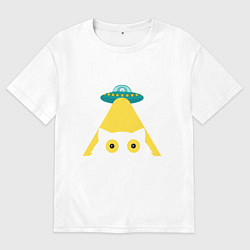 Футболка оверсайз мужская Кот НЛО, цвет: белый