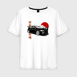Футболка оверсайз мужская Subaru Impreza WRX Sti Japanese Retro Style, цвет: белый