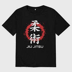 Футболка оверсайз мужская Jiu-jitsu red splashes, цвет: черный