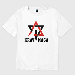 Футболка оверсайз мужская Krav-maga hand-to-hand combat emblem, цвет: белый