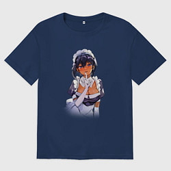 Футболка оверсайз мужская Моя новая горничная очень подозрительна - секрет, цвет: тёмно-синий