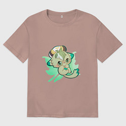 Футболка оверсайз мужская Genshin Impact Сахароза кисики герои, цвет: пыльно-розовый