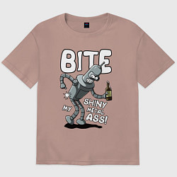 Футболка оверсайз мужская Bender - Bite my ass, цвет: пыльно-розовый
