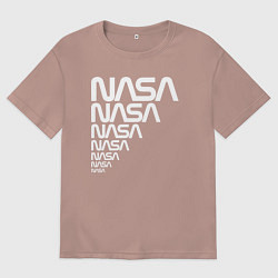 Футболка оверсайз мужская Nasa надписи, цвет: пыльно-розовый
