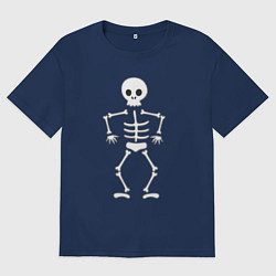 Футболка оверсайз мужская Милый скелетик, цвет: тёмно-синий