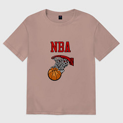 Футболка оверсайз мужская Basketball - NBA logo, цвет: пыльно-розовый