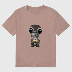 Футболка оверсайз мужская Футбол - Утконос, цвет: пыльно-розовый