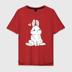 Футболка оверсайз мужская Милый кролик-символ года, цвет: красный