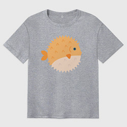 Футболка оверсайз мужская Иглобрюхая рыба-ёж, цвет: меланж