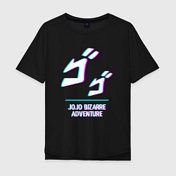 Футболка оверсайз мужская Символ JoJo Bizarre Adventure в стиле glitch, цвет: черный